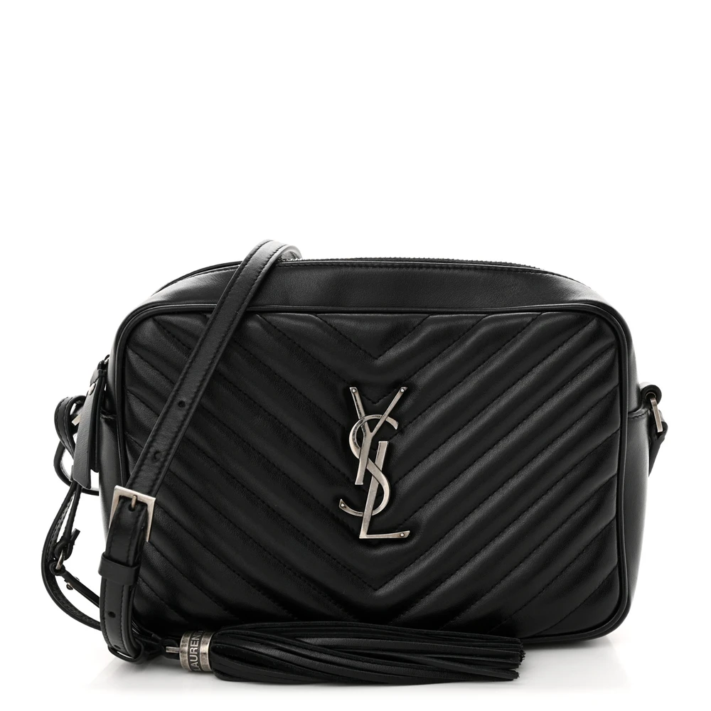 Saint Laurent Medium Lou Camera Bag Black Monogram Calfskin Matelasse Leather Silver Hardware