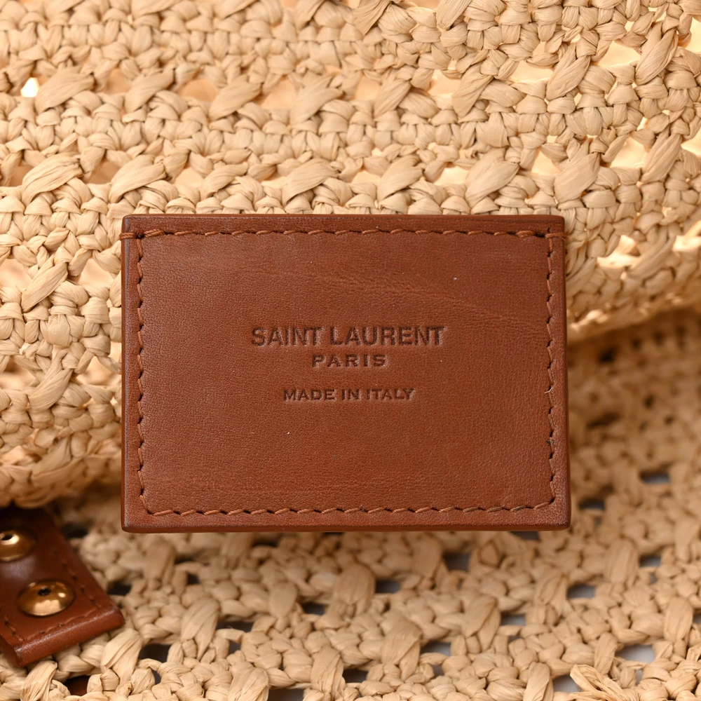 Saint Laurent Medium Hobo Naturale Monogram Raffia Aged Gold Hardware