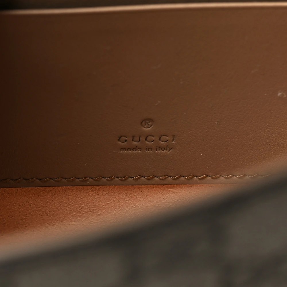 Gucci Small Dionysus Clutch Taupe GG Supreme Monogram Canvas Aged Silver Hardware