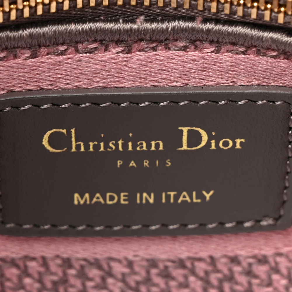 Dior Mini Toile De Jouy Lady D-Lite Grey/Pink Embroidered Canvas Gold Hardware