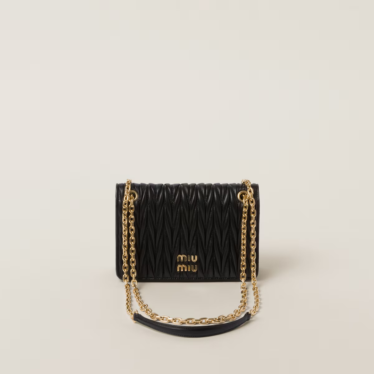 Miu Miu Quilted Lambskin Leather Black Crossbody Bags