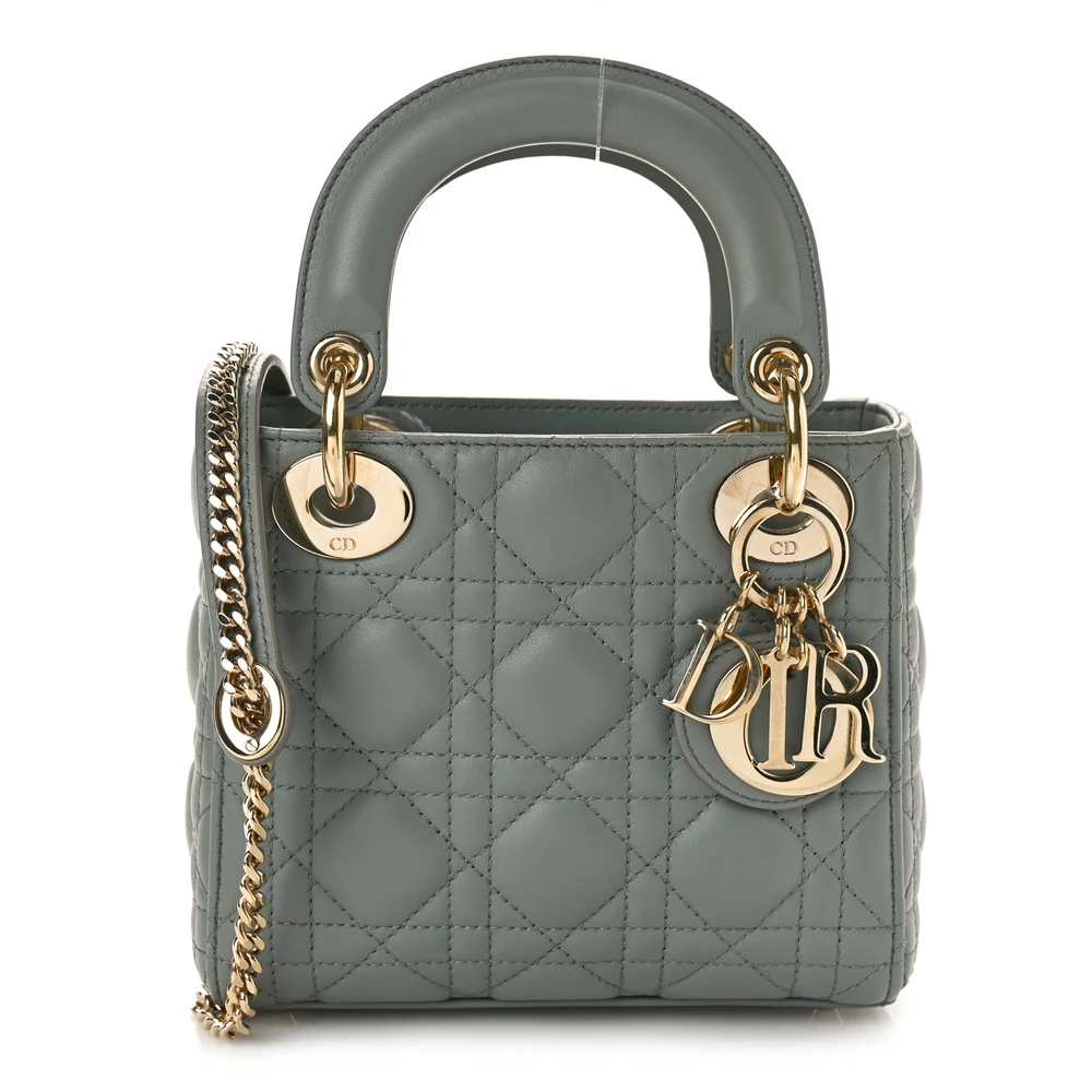 Dior Mini Lady Dior Grey Cannage Lambskin Leather Gold Hardware