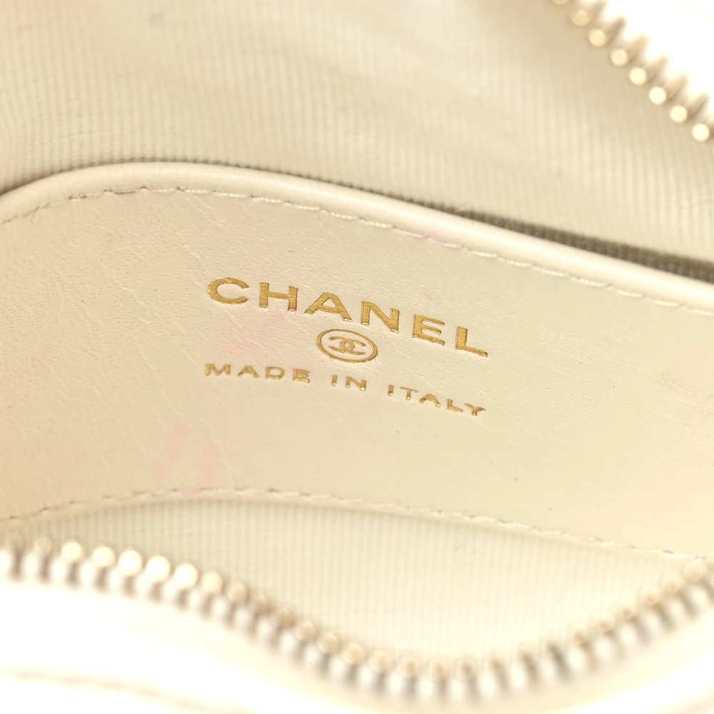 Chanel Chain Around Pouch Small White Quilted Lambskin Leather Light Gold Hardware