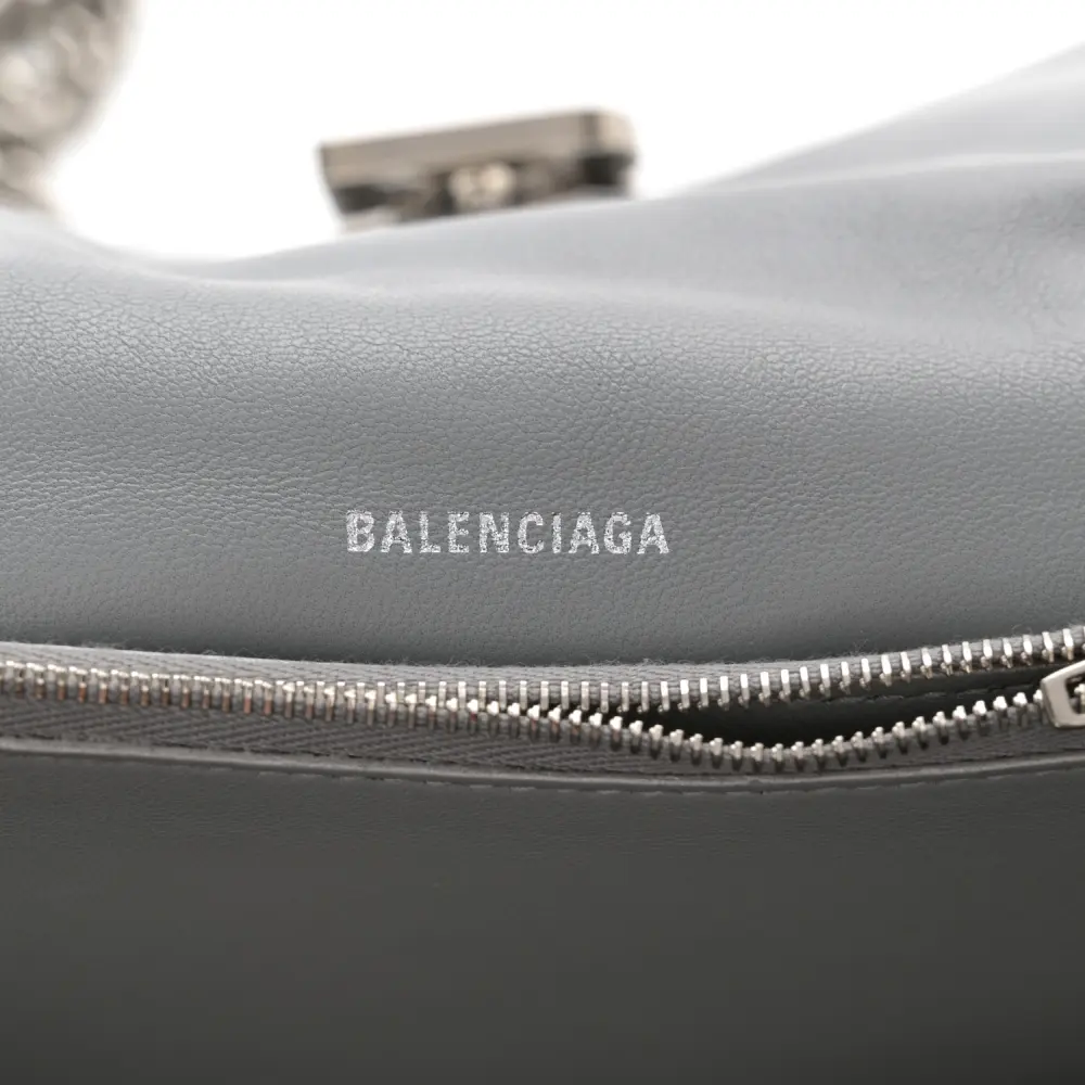 Balenciaga Small Crush Chain Bag Beige Quilted Crushed Calfskin Leather Silver Hardware