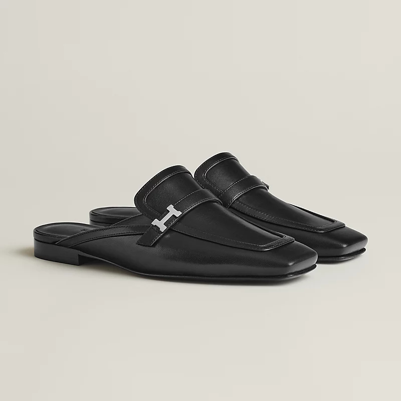 HERMES Groupie Mule Black Slippers