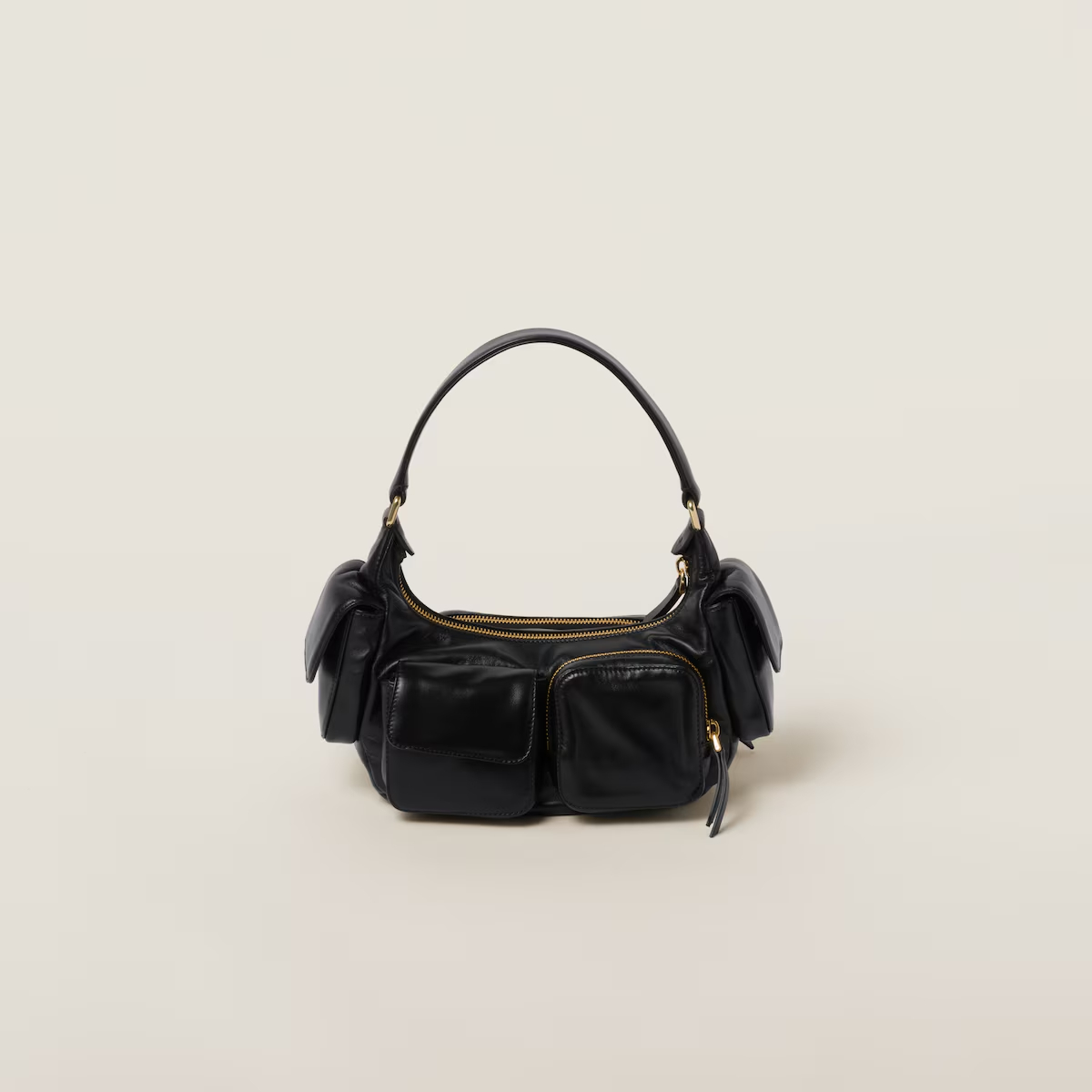 Miu Miu Pocket Leather Black Top-Handle Bags