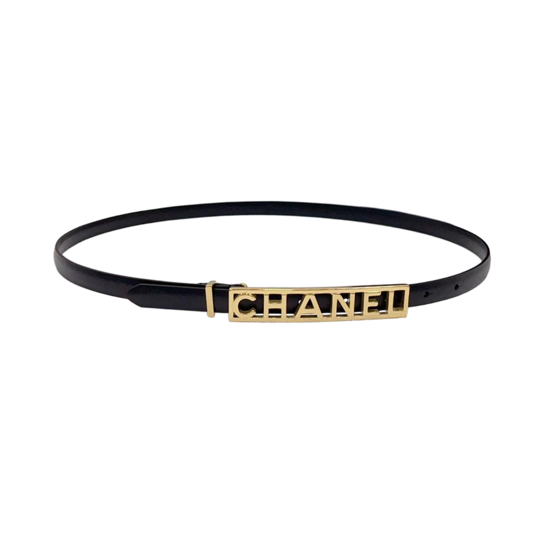 Chanel Women's Rectangled Buckle Belt In Black/White/Brown/Red Calfskin With Gold Hardware 15mm