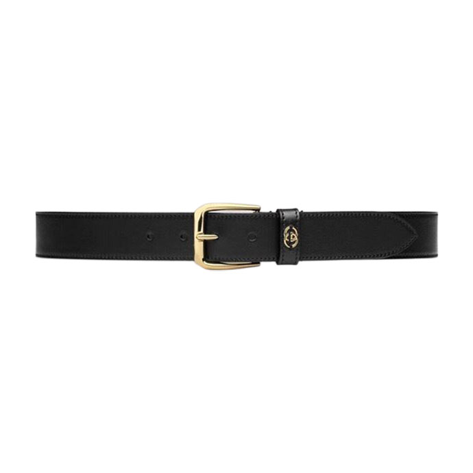Gucci Men's Square Buckle And Interlocking G Belt In Black/Brown Calfskin With Gold/Silver Hardware 35mm