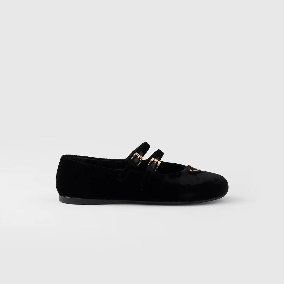 PRADA Surface of wool Flat Shoes black Ballet Shoes