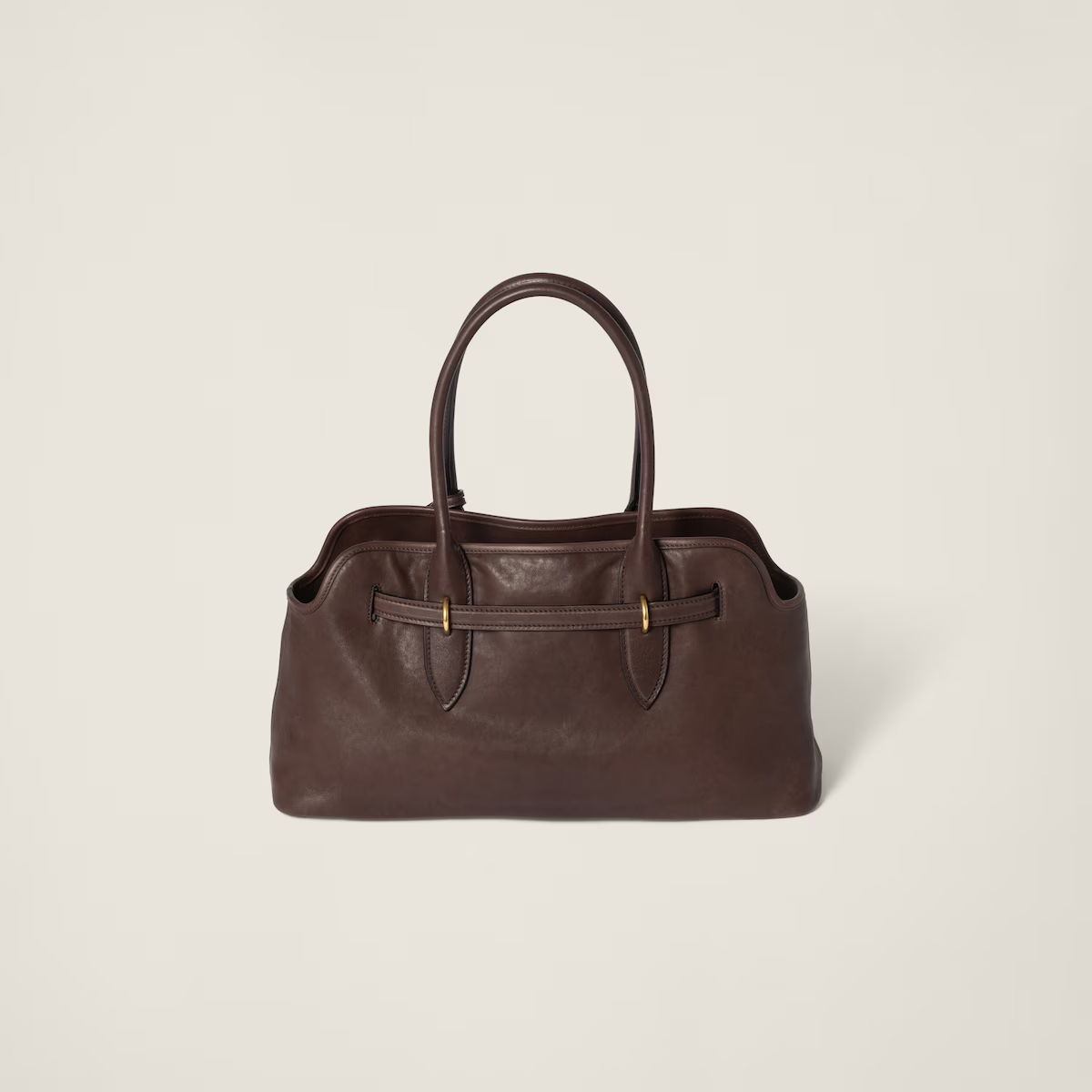 Miu Miu Aventure Nappa Calfskin Leather Brown Top-Handle Bags