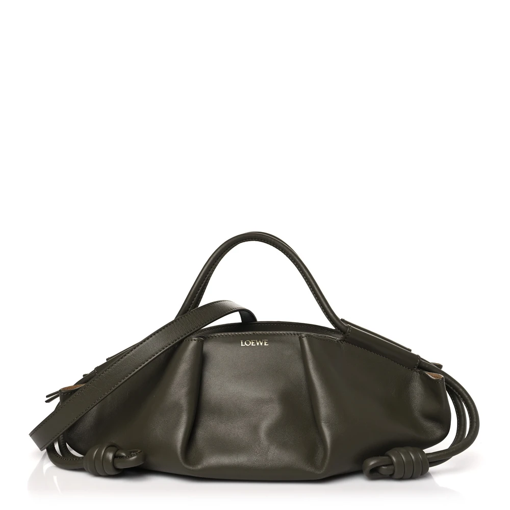 Loewe Paseo Bag Small Dark Khaki Green Shiny Nappa Calfskin Leather