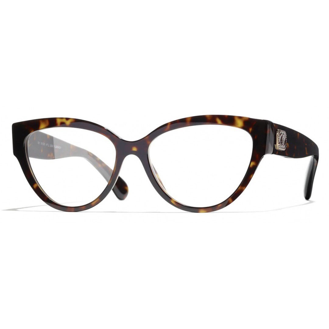 CHANEL glasses leopard-print black gold color size 55口16-140
