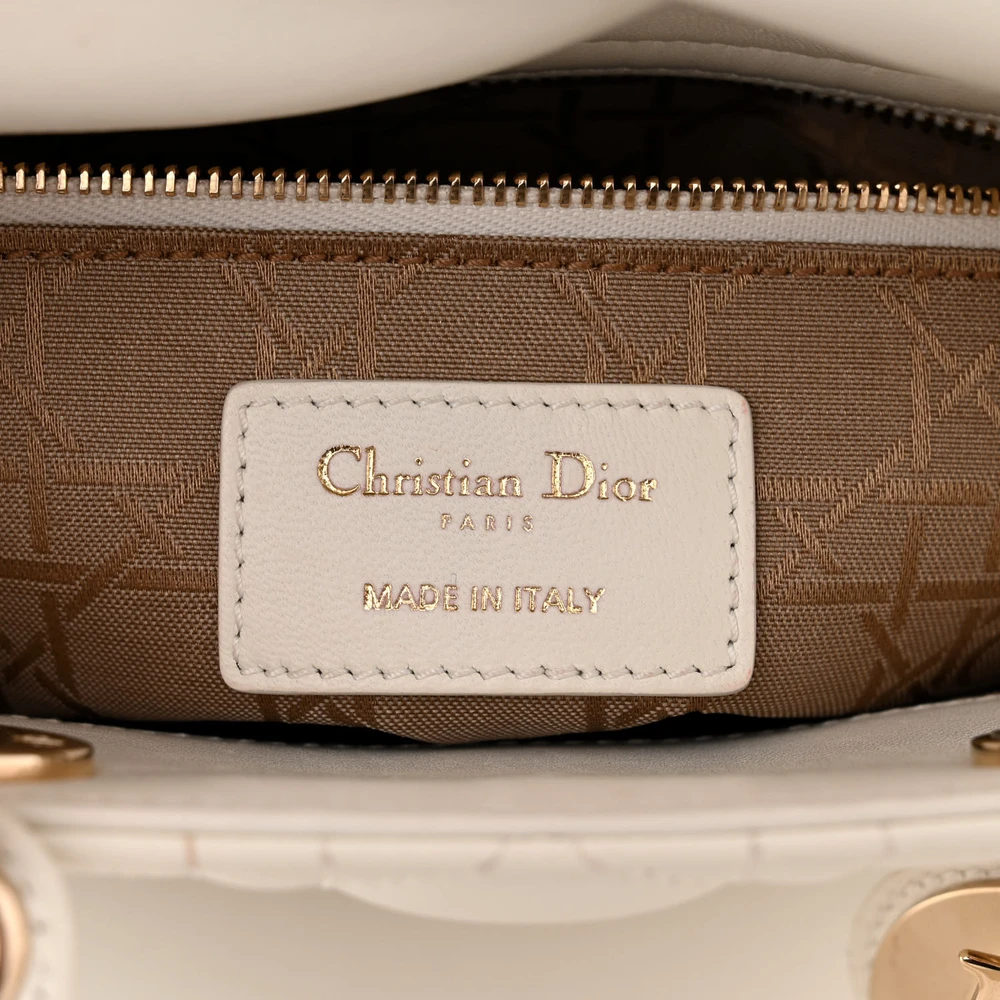 Dior Small My ABCDior Lady Dior White Cannage Lambskin Leather Gold Hardware