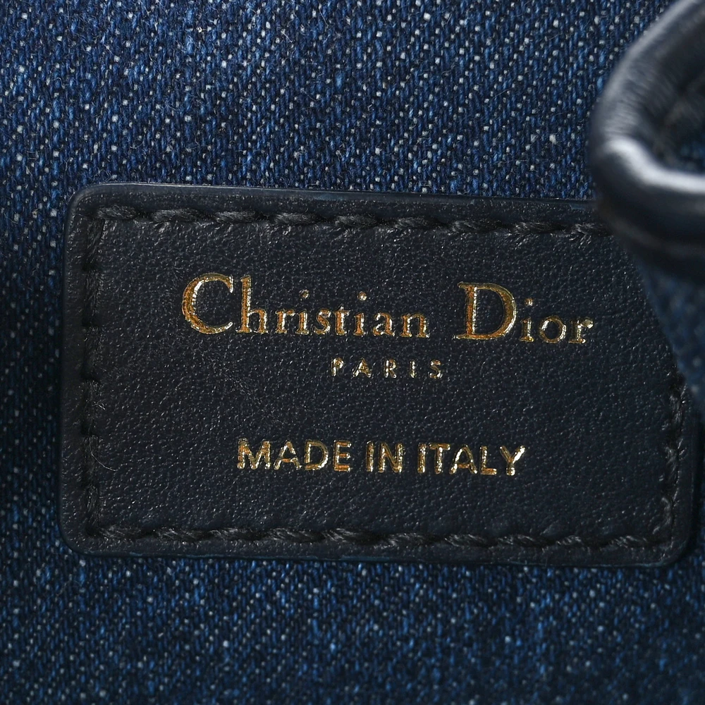 Dior Medium C'est Chain Bucket Bag Blue Oblique Canvas Gold Hardware