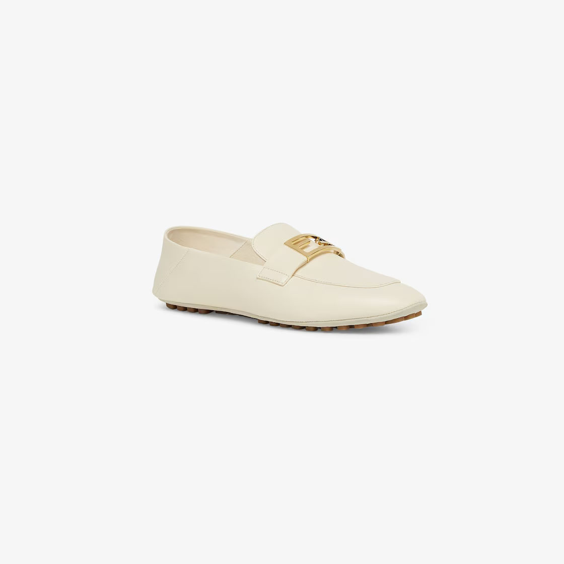 FENDI White leather loafers