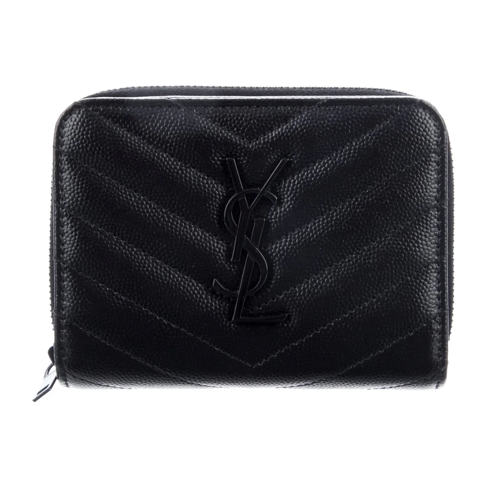 Saint Laurent Small Compact Wallet Black Calfskin Leather