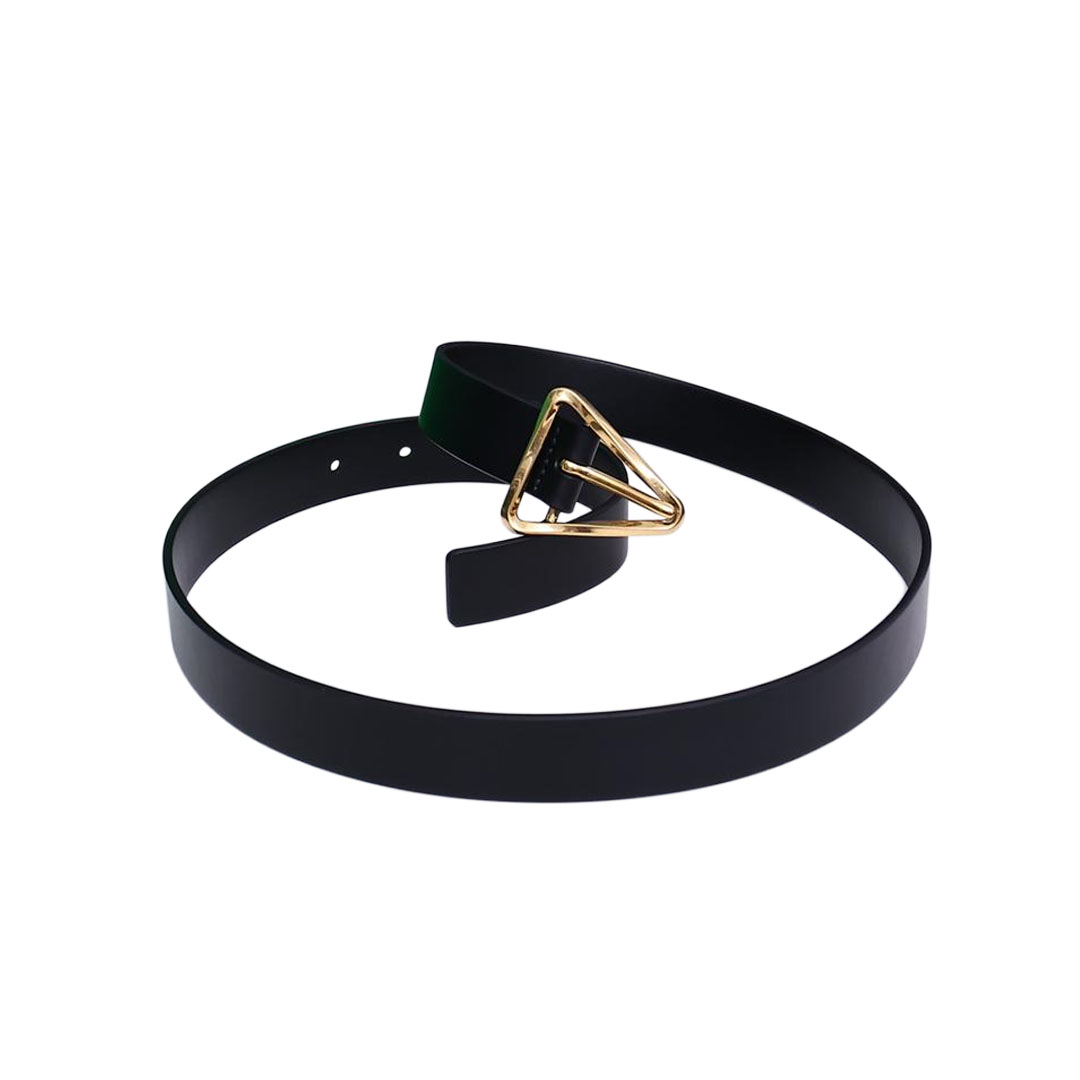 Bottega Veneta Women's Triangle Buckle In Black/White/Beige Calfskin With Gold/Silver Hardware 25mm