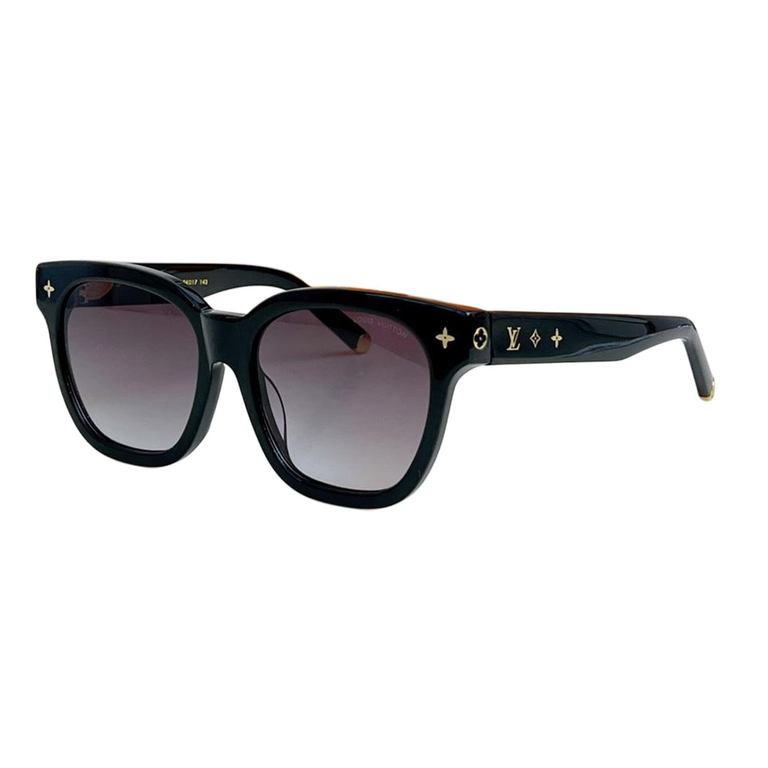 Louis Vuitton square frame glasses black/black gold/leopard/leopard brown color Size 54-17-143