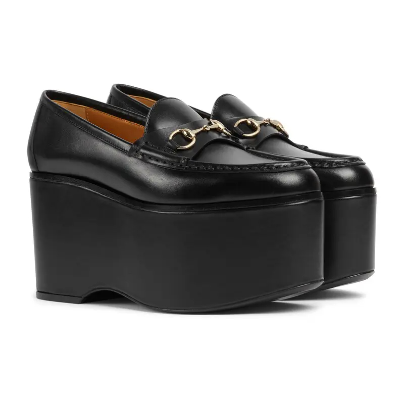 Gucci black thick bottom loafers