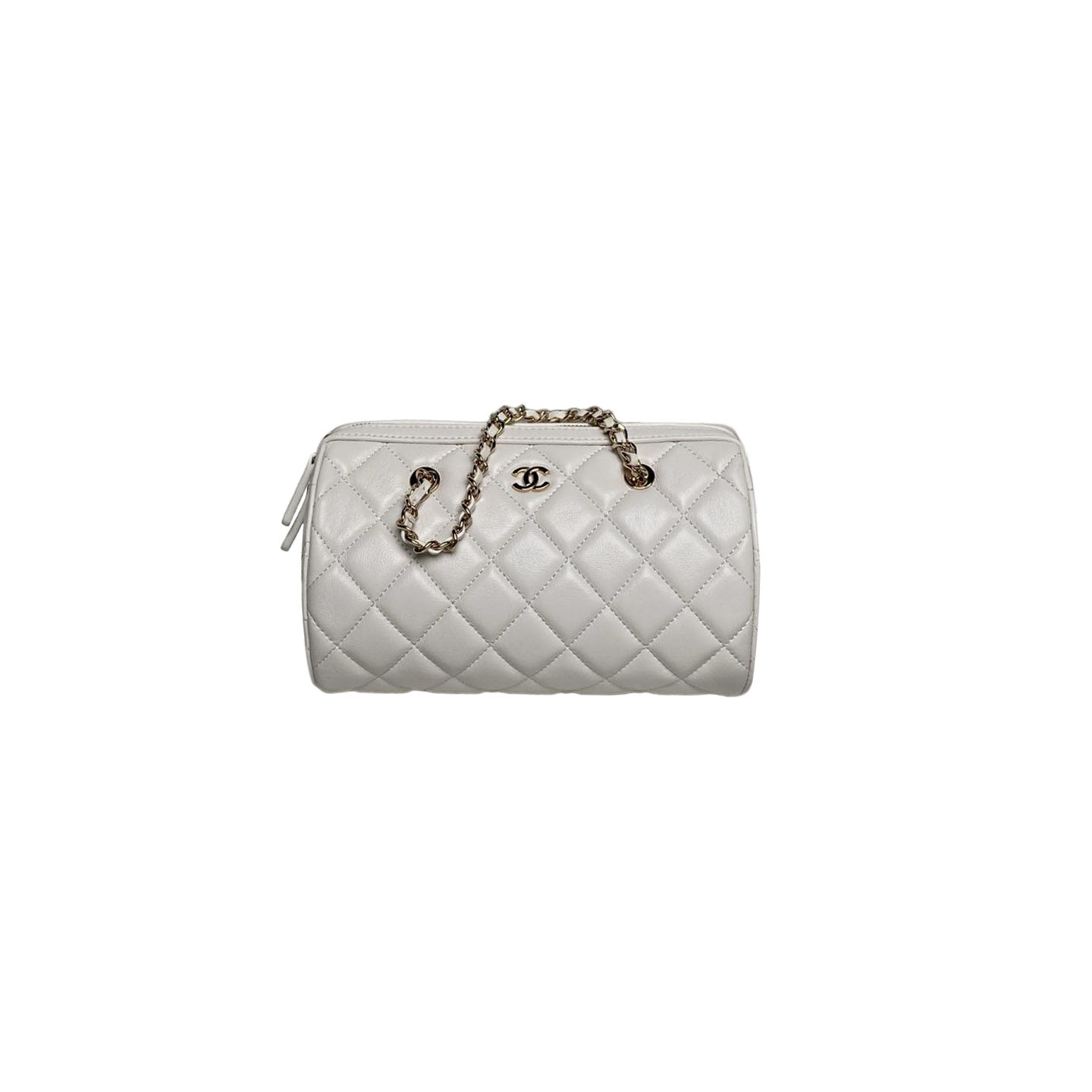 Chanel White / Black Quilted Lambskin Leather Crossbody Bags