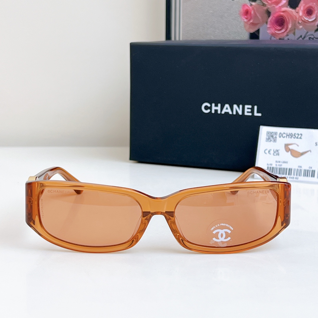CHANEL square frame glasses orange color size 56-18-137