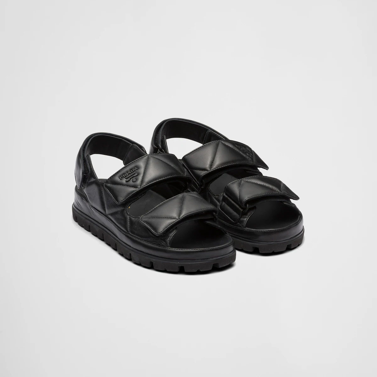 PRADA Black padded effect Nappa leather sandals