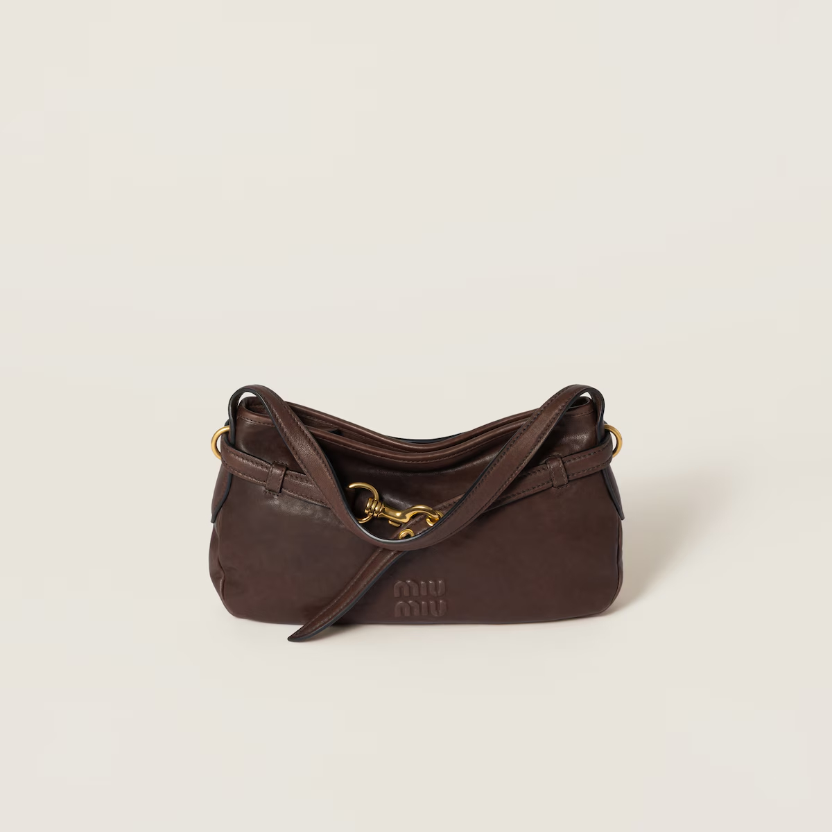 Miu Miu Aventure Nappa Quilted Lambskin Leather Deep Brown Shoulder Bags