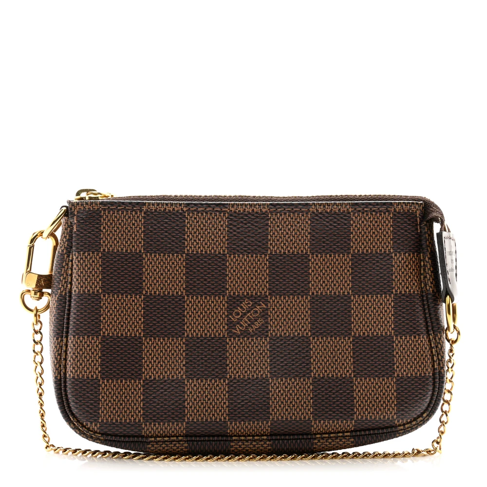 Louis Vuitton Mini Pochette Accessoires Damier Ebene Canvas Gold Hardware