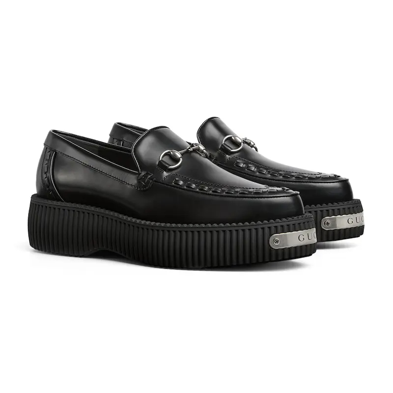 Gucci black thick bottom loafers