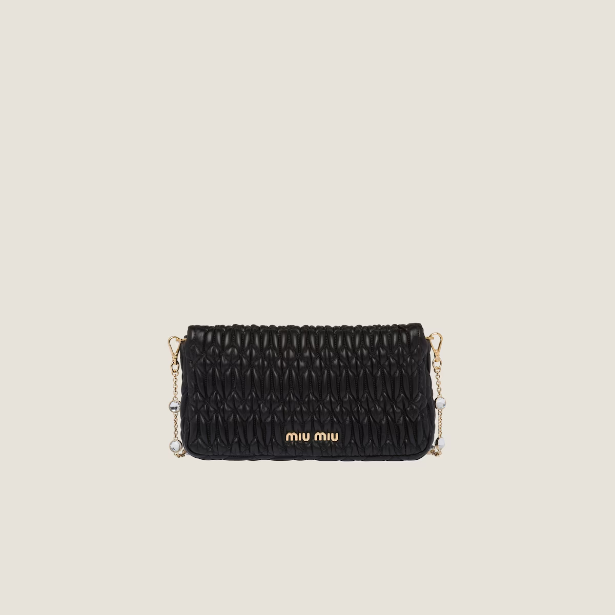 Miu Miu Quilted Lambskin Leather Black Shoulder Bags