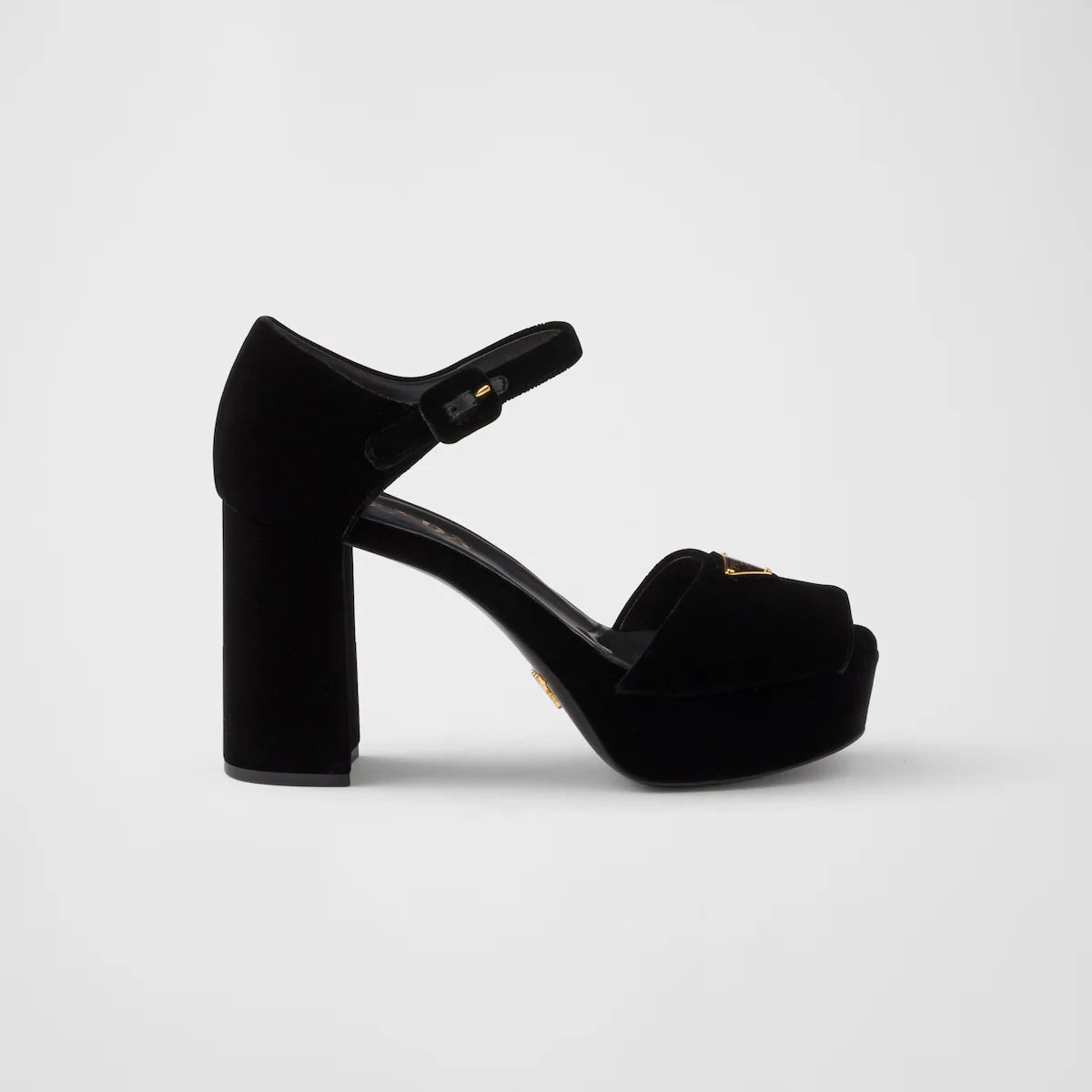 PRADA Black velvet platform sandals