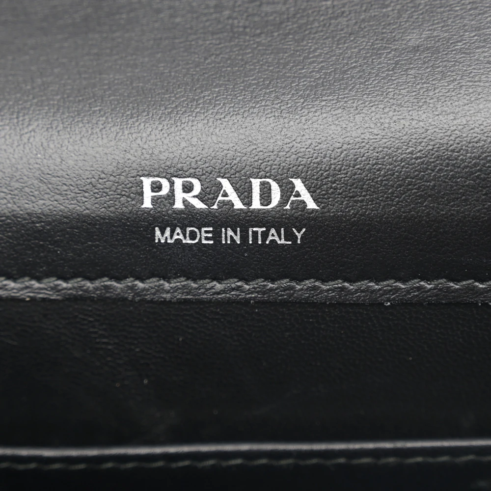Prada Mini Envelope Bag Black Saffiano & City Calf Leather Silver Hardware