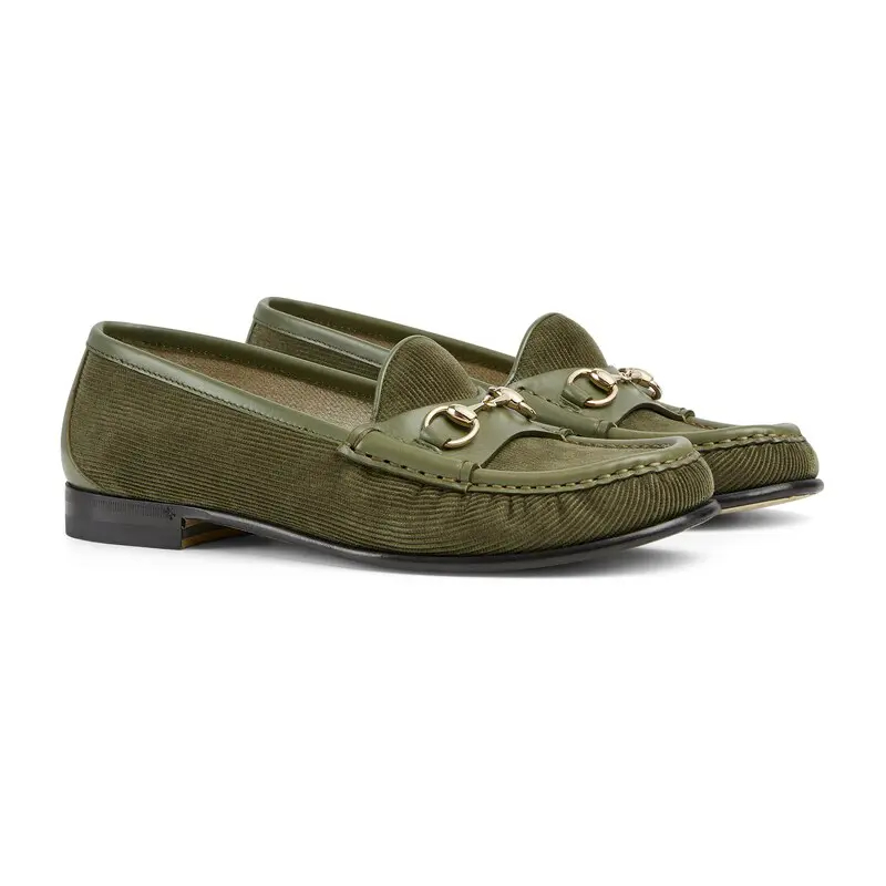 Gucci green horse bit buckle flat bottom Loafers
