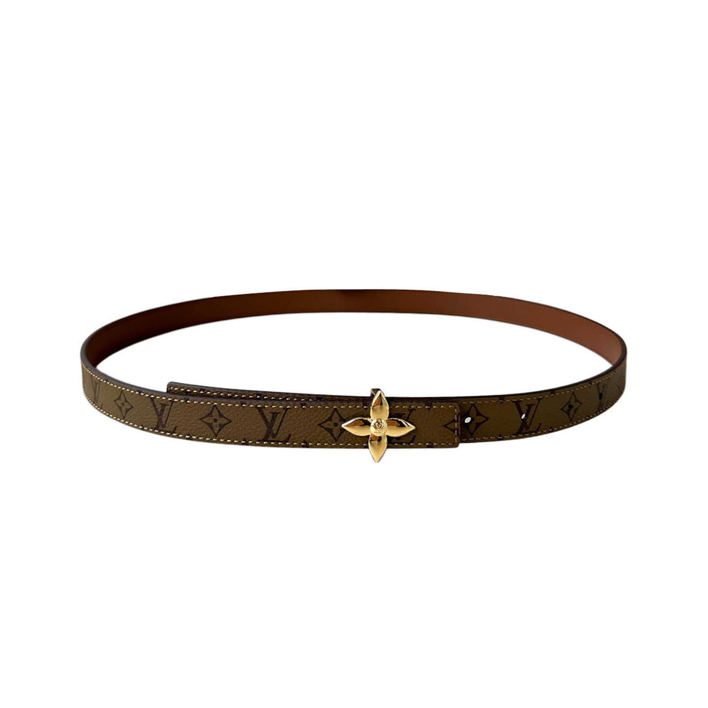 Louis Vuitton Women's Flowergram Reversible Belt In Brown/Cookie Monogram Reverse Canvas And White/Black/Red/Pink/Brown Calfskin With Gold/Silver Hardware 20mm