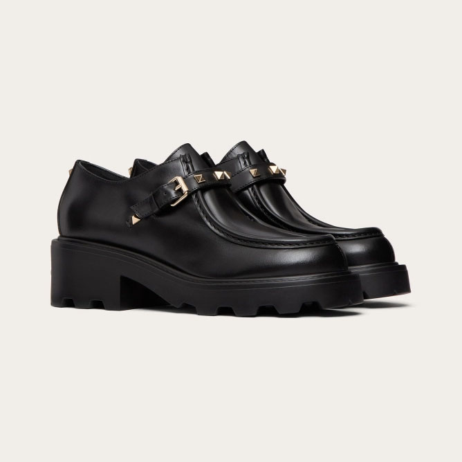 VALENTINO Calfskin Mengke shoes (5.5cm high heel) Loafers
