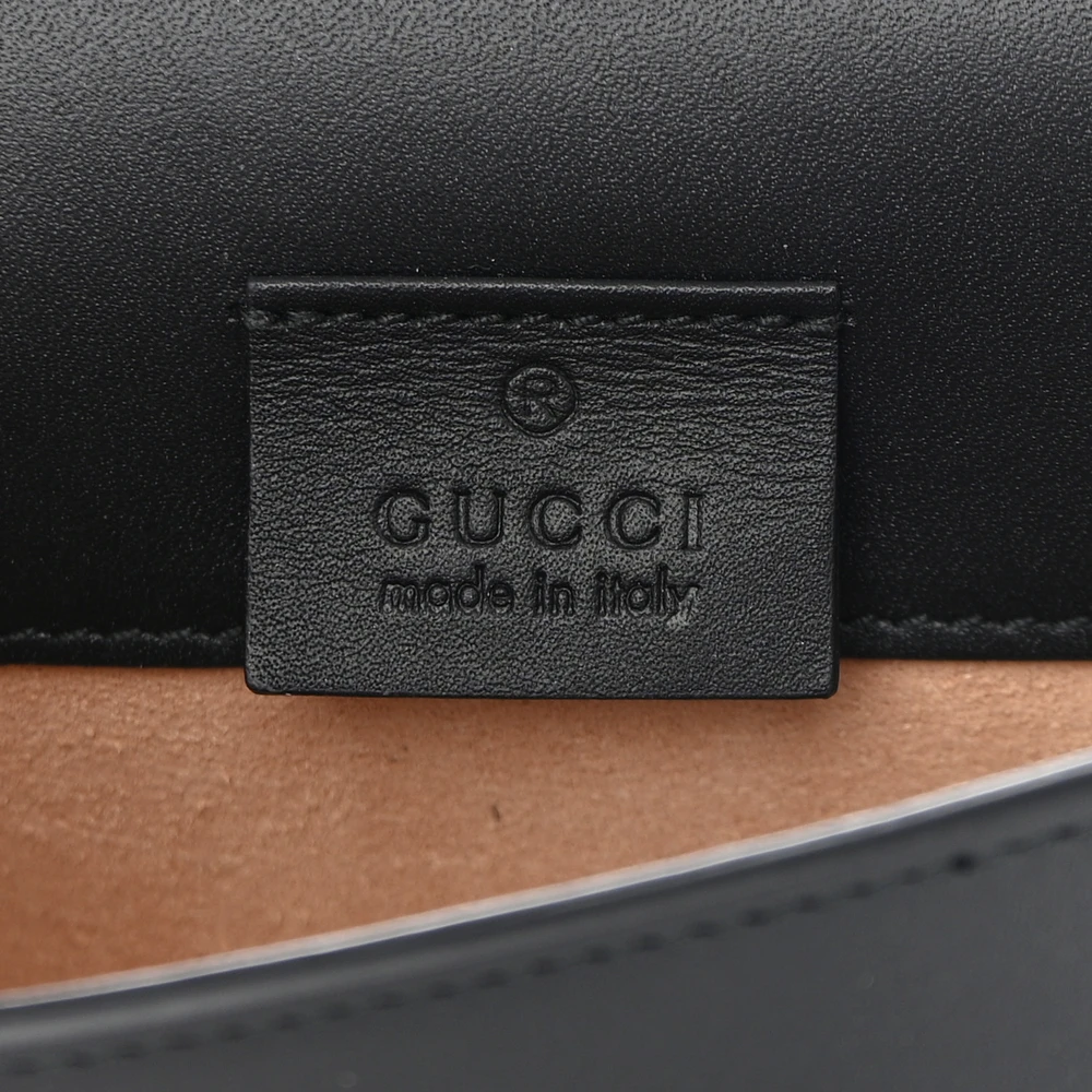 Gucci Super Mini Sylvie Chain Shoulder Bag Black Calfskin Leather Gold Hardware