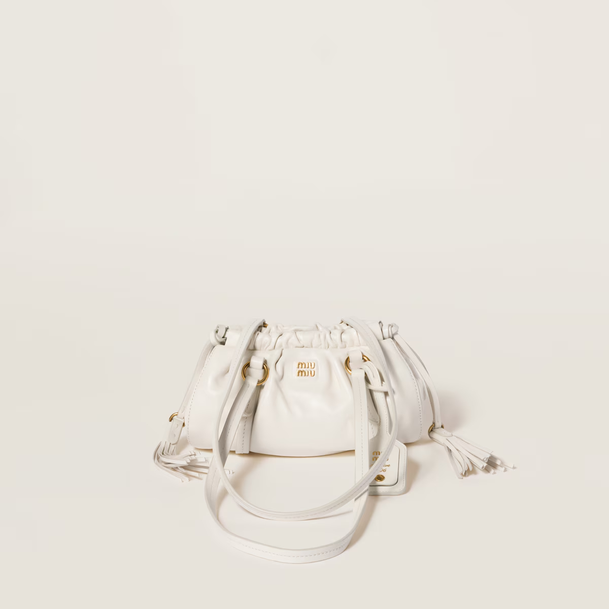 Miu Miu Joie Nappa Quilted Lambskin Leather white Shoulder Bags