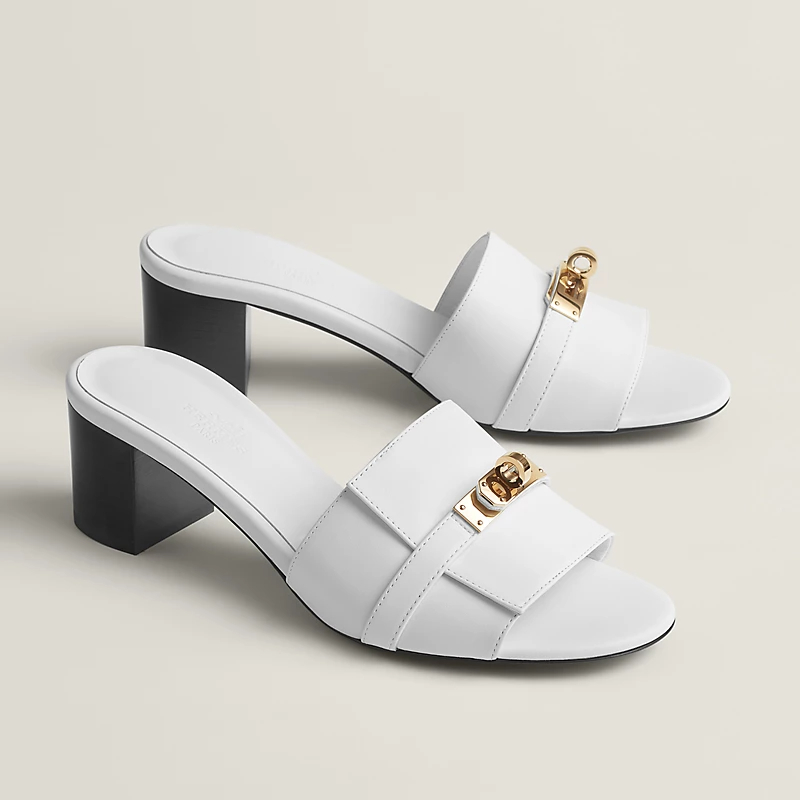 HERMES Gigi High Heels Sandal High-heeled slippers white Slippers