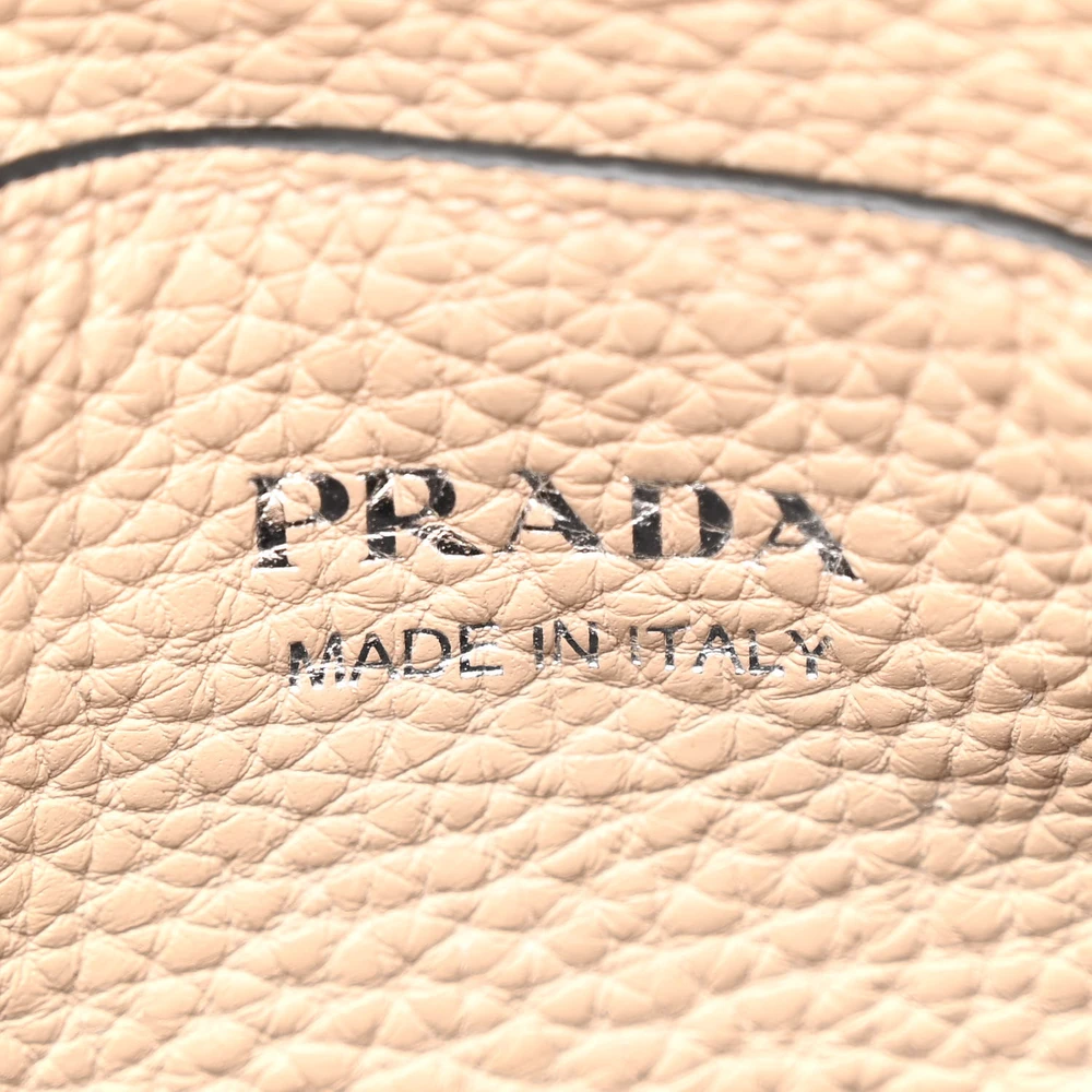 Prada Small Camera Crossbody Bag Sand Vitello Daino Leather Silver Hardware