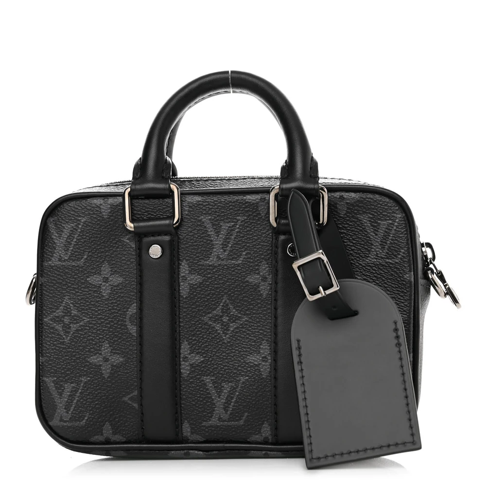 Louis Vuitton Nano Porte Documents Voyage BB Black Monogram Eclipse Canvas Silver Hardware