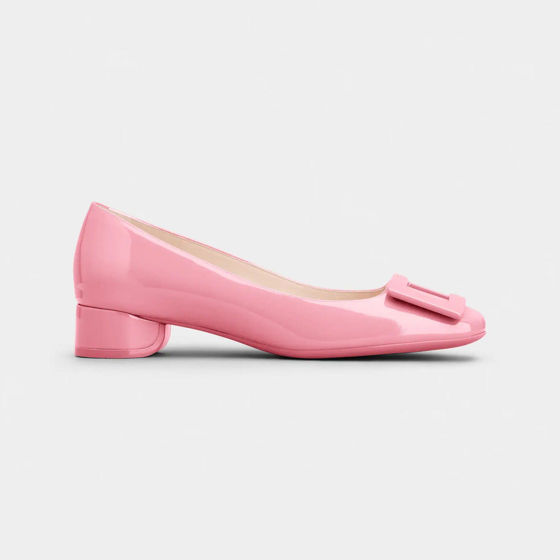 Roger Vivier U Look Ballerinas In Pink Patent Leather With Lacquered Buckle (Heel Height 2.5cm)