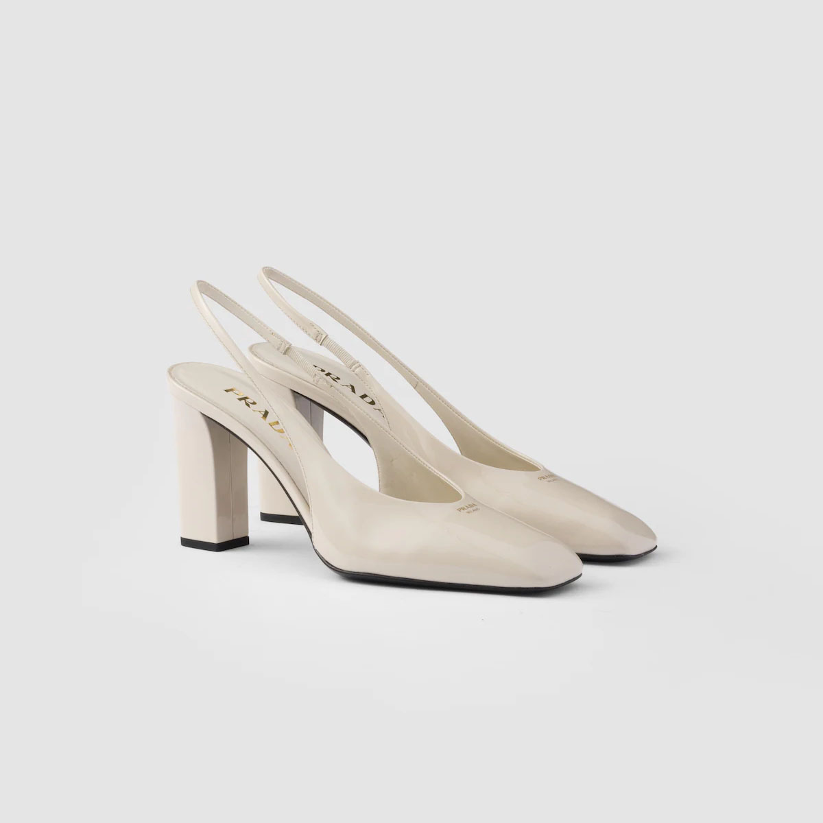 PRADA Patent paint leather White High Heels Shoes