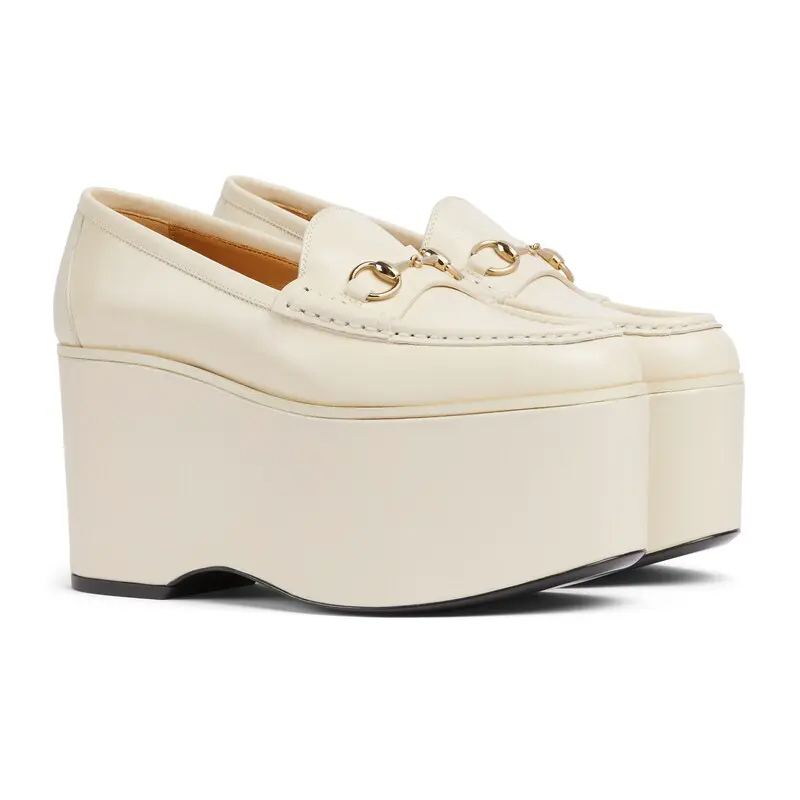 Gucci white thick bottom loafers
