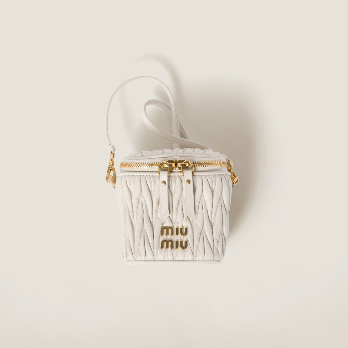 Miu Miu Quilted Lambskin Leather white Bucket Bags