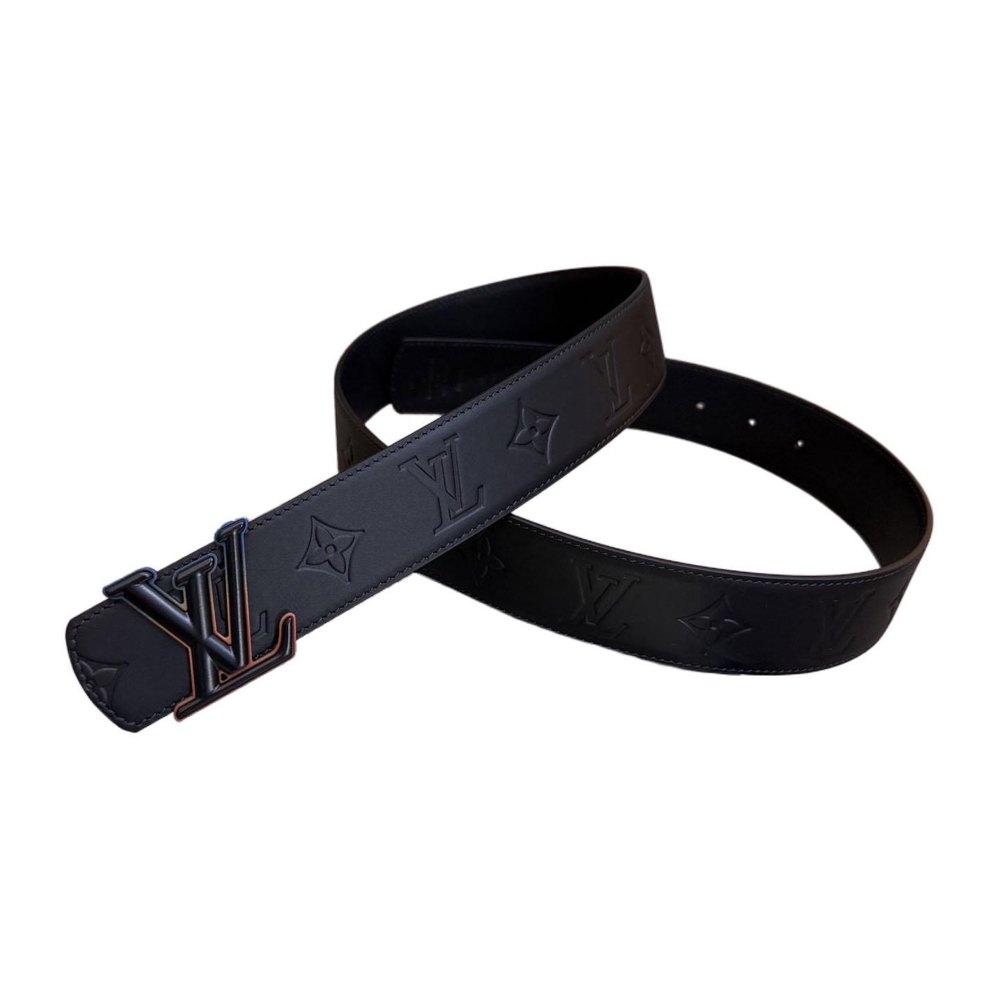 Louis Vuitton Men's Dimension Reversible Belt In Black Calfskin With Gold/Silver/Black Hardware 40mm