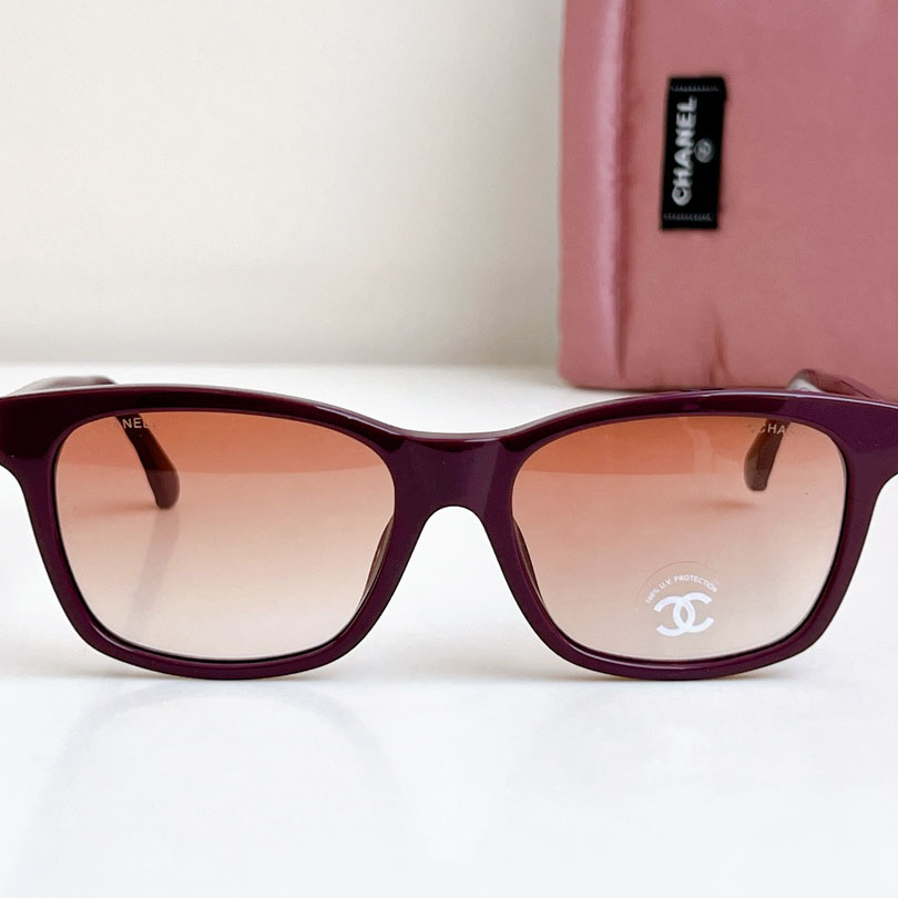 CHANEL square frame glasses red color size 58口17-140