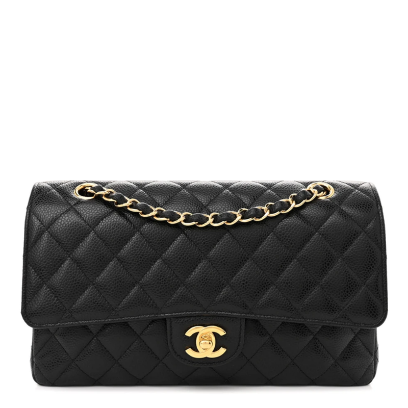 Chanel Double Flap Caviar Black Designer Handbags