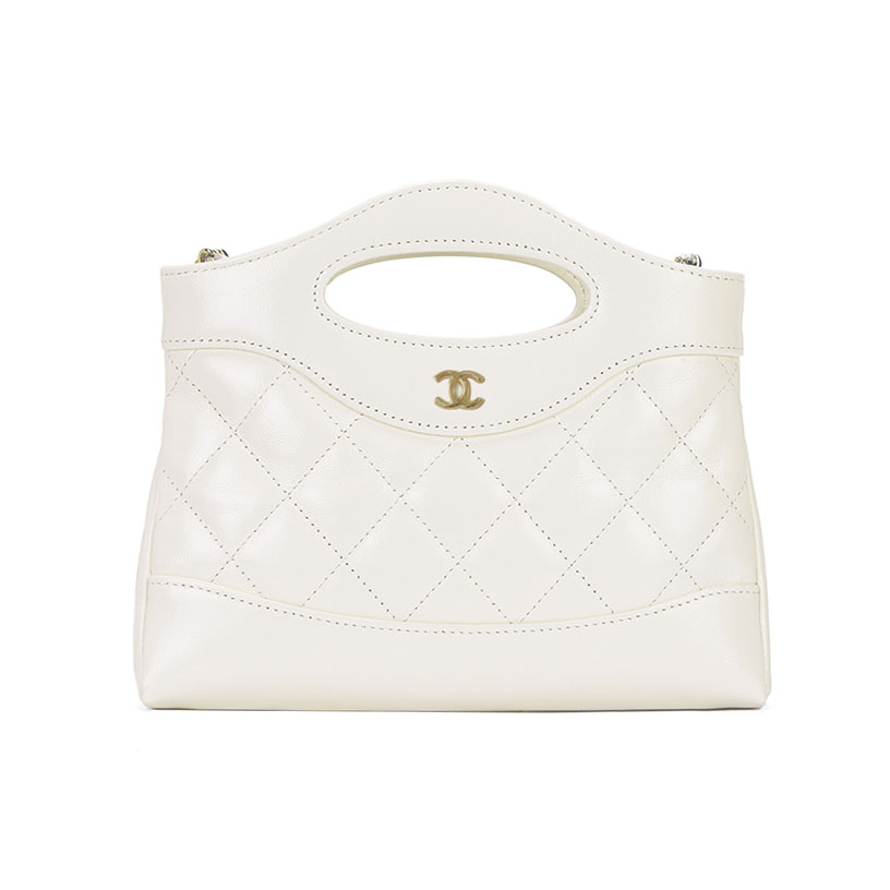 Chanel Quilted Lambskin Leather White / Pink Crossbody Bags