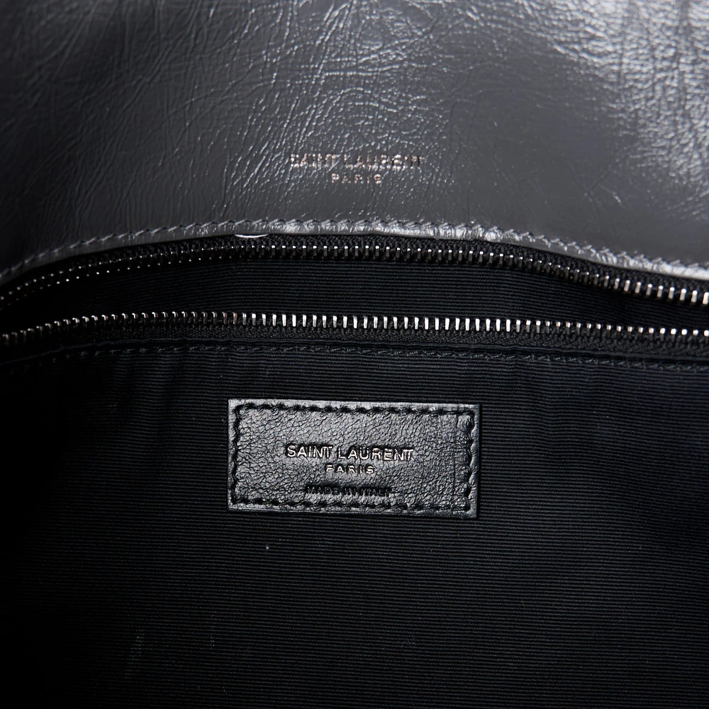 Saint Laurent Medium Niki Chain Satchel Storm Crinkled Monogram Calfskin Matelasse Leather