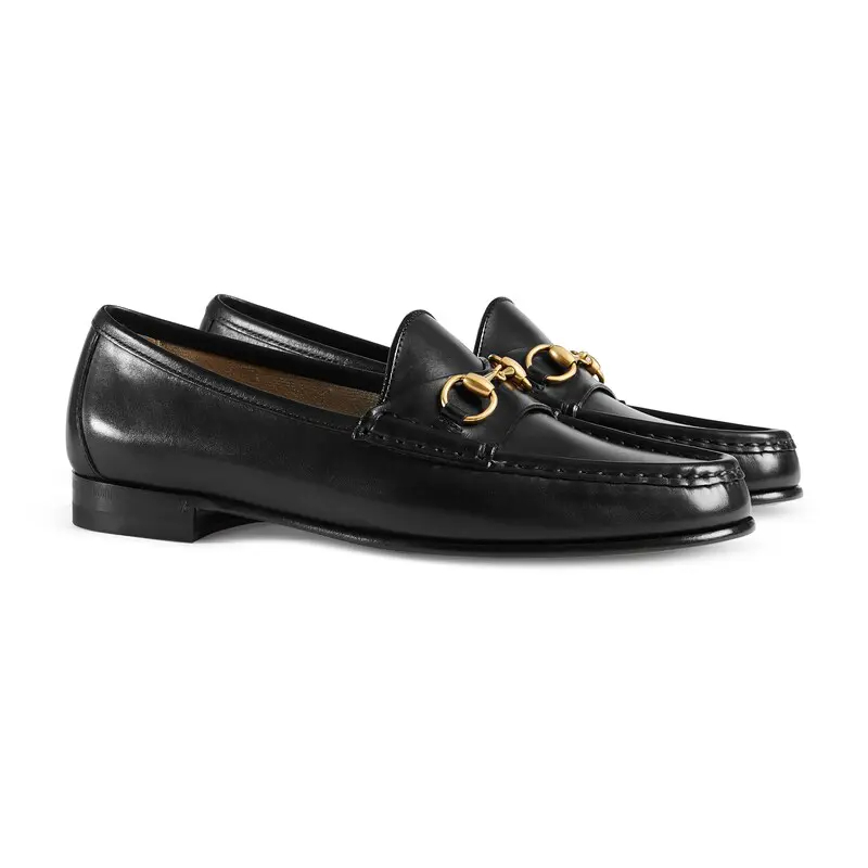 Gucci black horse bit buckle flat bottom Loafers